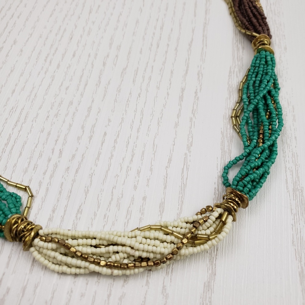 Multi Strand Seed Bead Long Statement Necklace - image 2